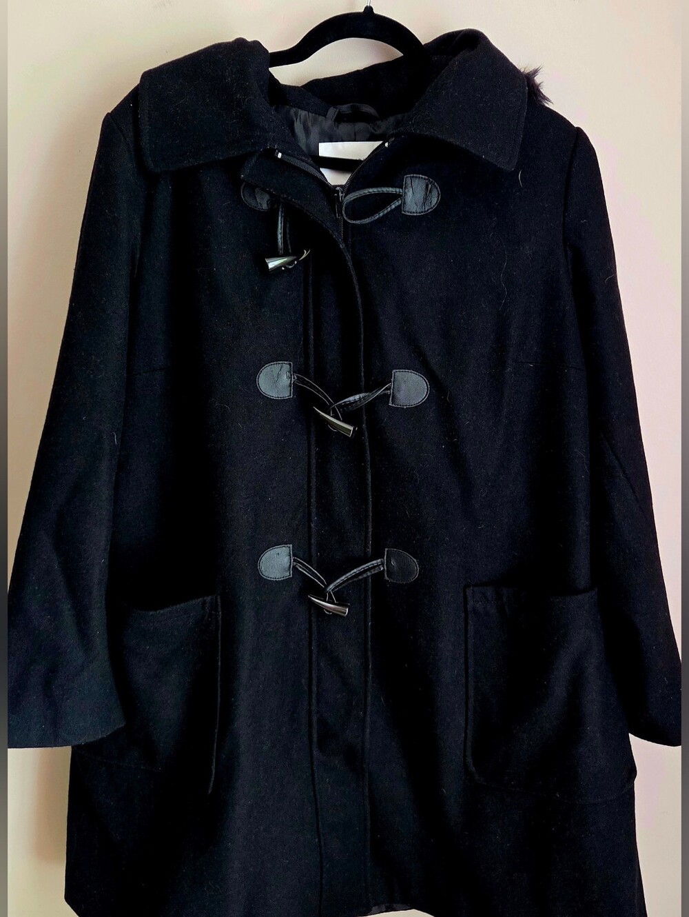 Avenue Black Wool Toggle Coat Woman's Size 18-20 1X